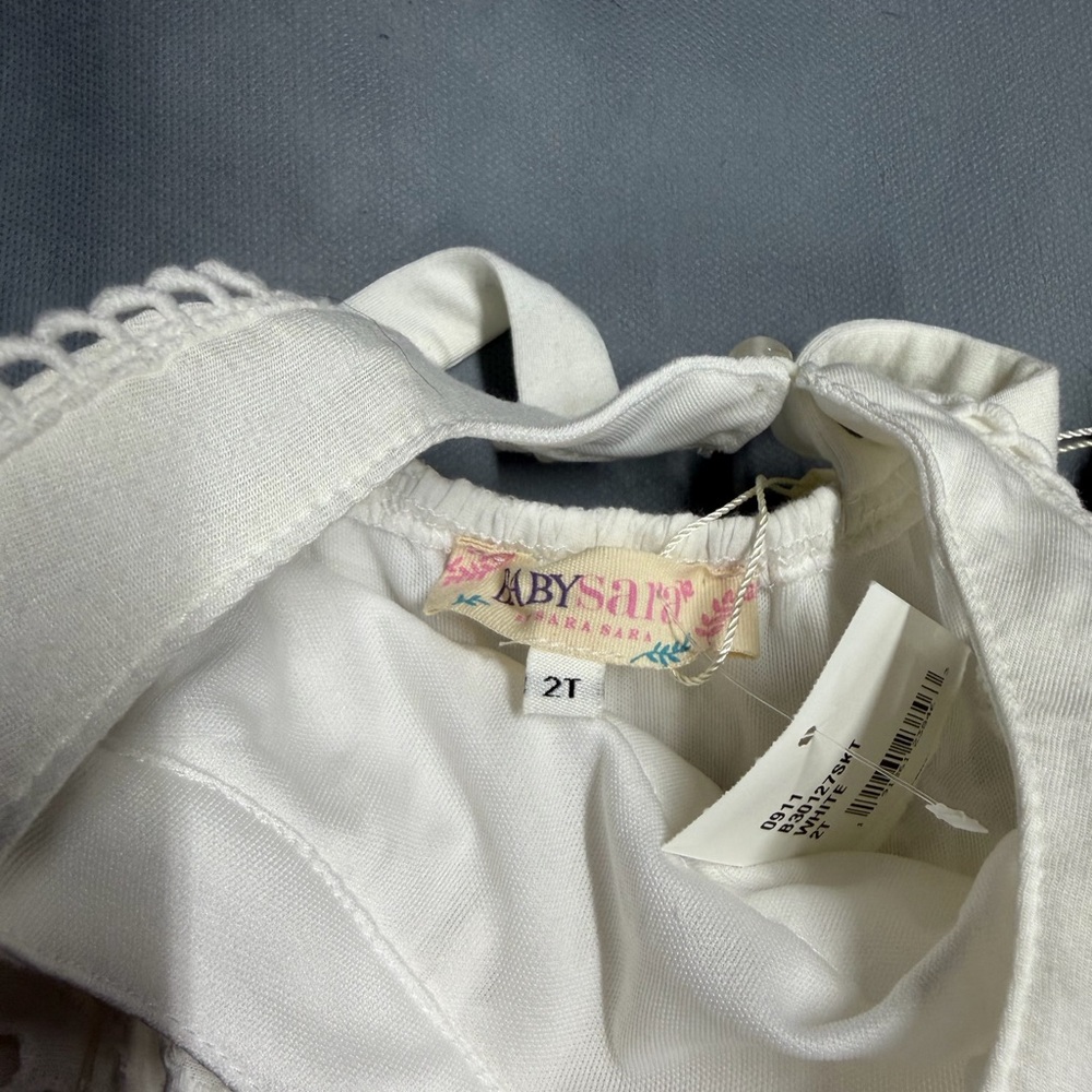 Baby Sara White Tiered Eyelet Lace Ruffle Dress - 2T NWT - Picture 3 of 6
